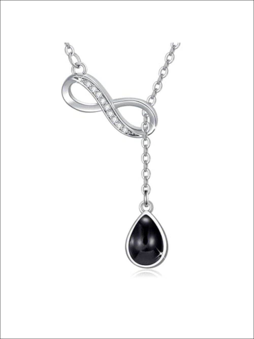 925 Sterling Silver Teardrop Y-Necklace Infinity Pendant Necklace Jewelry for
